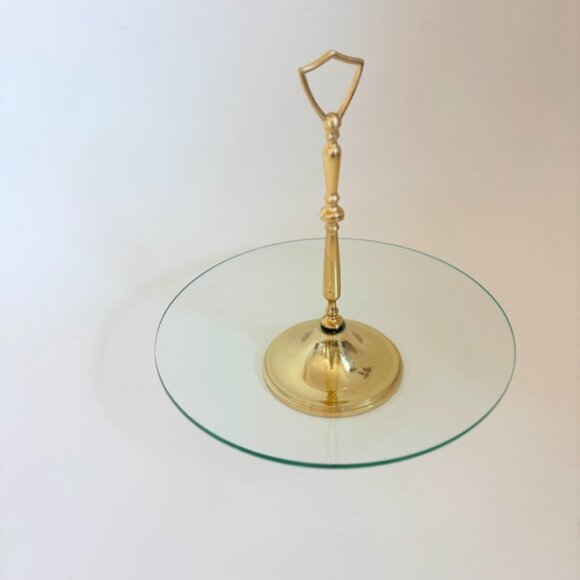 Vintage Brass & Glass Cake Stand, Cupcake Stand, Cookie Display - Picture 2 of 5